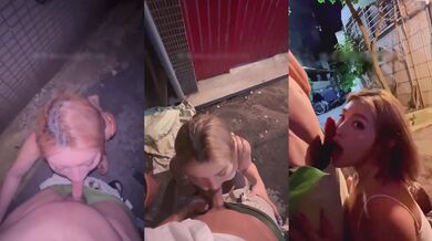 美女露天吃鸡 快点射吧 年轻人怎么刺激怎么来 晚上跑老居民区弄堂吃棒棒